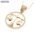 Captivating Libra Zodiac Pendant in 14K Gold with CZ - Fantastic Jewelry NYC