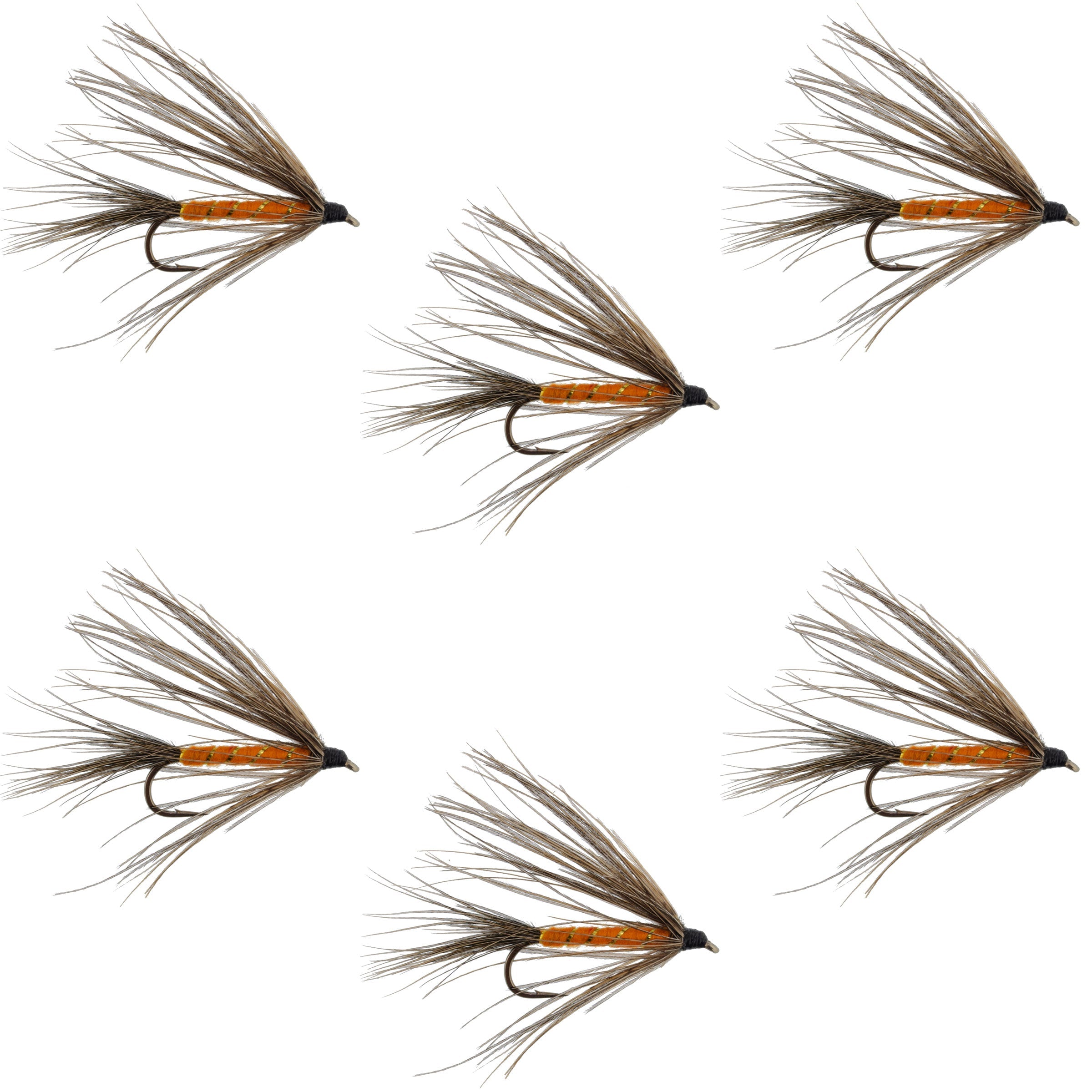 Carey Special Soft Hackle Grouse and Orange Wet Fly - 6 Flies Hook Size 10
