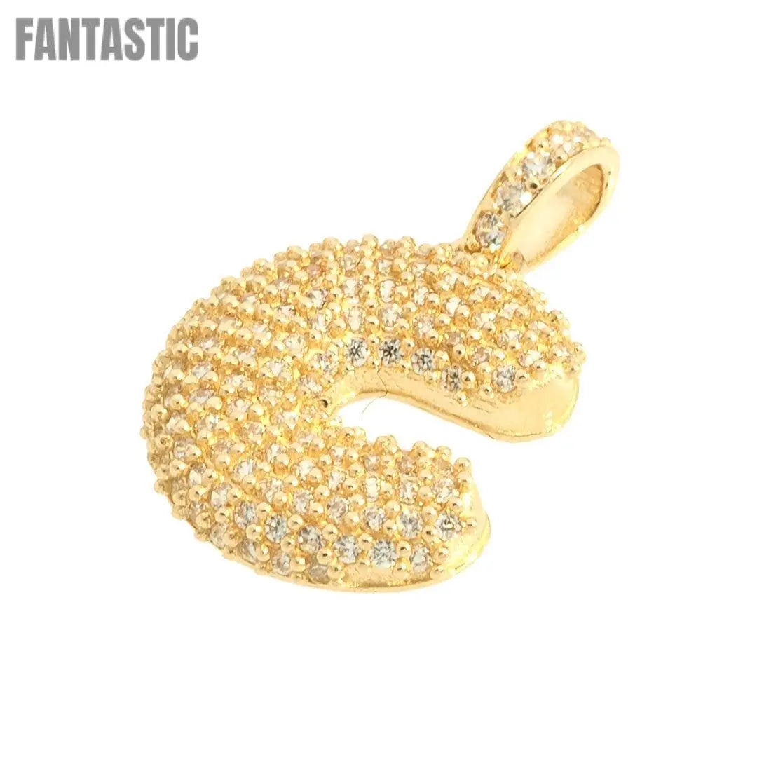 Chic Initial "C" Pendant in 14K Gold with CZ - Fantastic Jewelry NYC