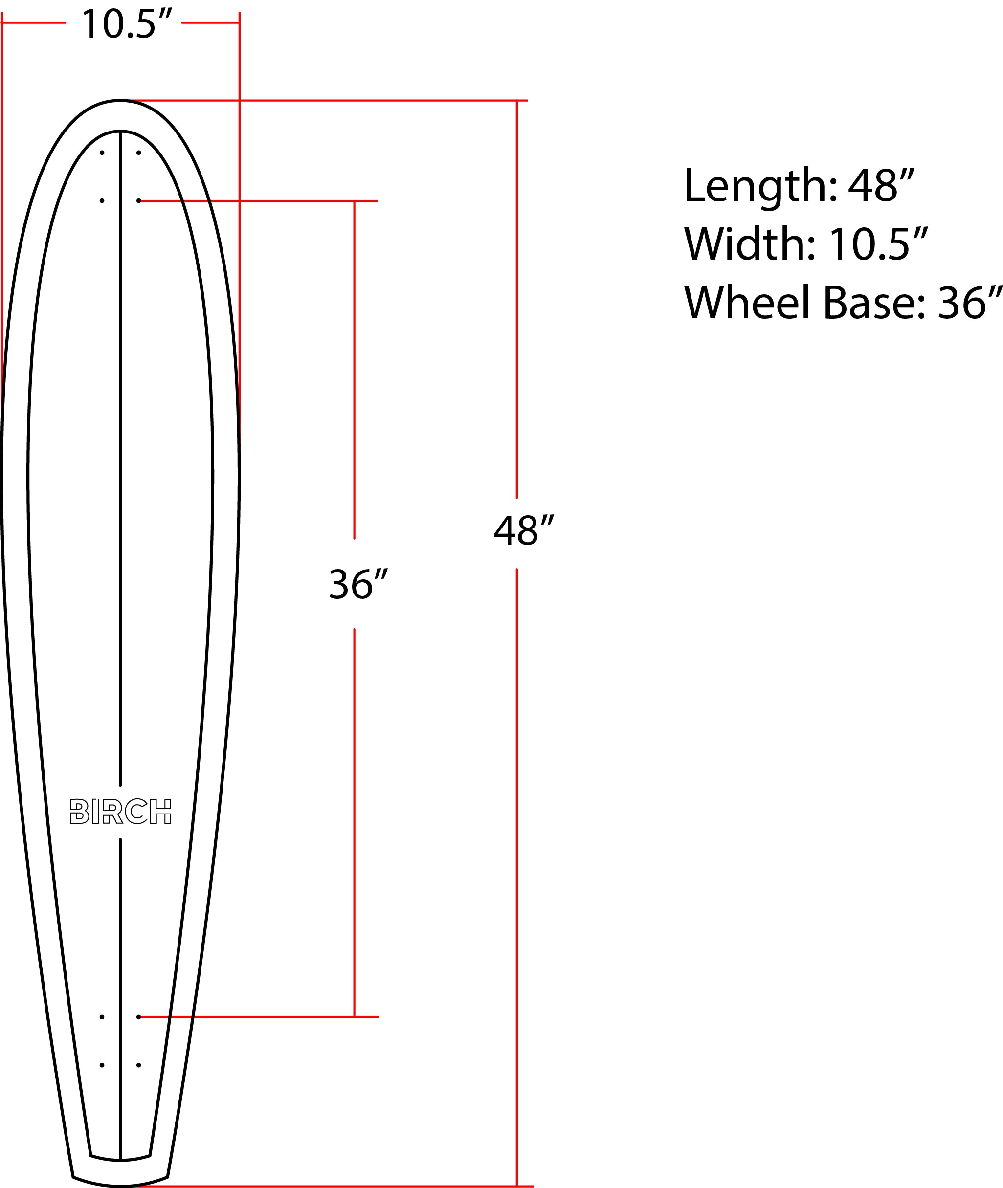 BIRCH 48" Classic Cruiser: Monopatín Longboard Clásico Retro