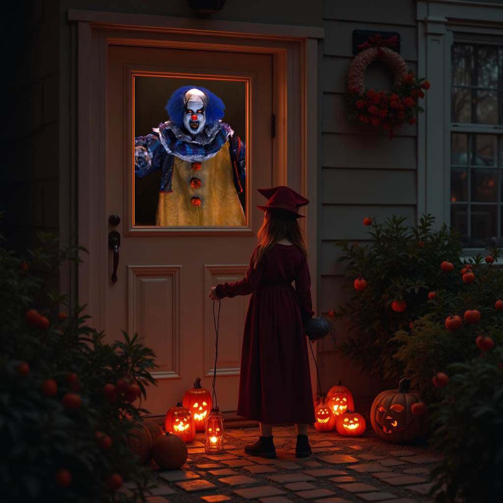 AtmosFX Halloween Digital Decoration USB - Creepy Clowns USB + 48" x 72" Projection Screen