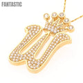 Crown Initial Letter 'W' Pendant in 14K Gold with CZ Accent