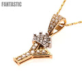 Crown Two Tone Initial 'Y' Pendant in 14K Gold with CZ Accent
