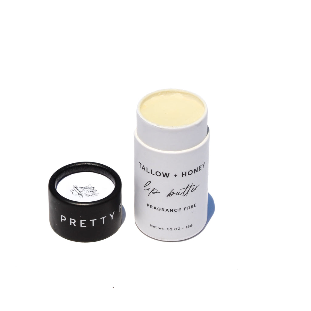 Bálsamo labial de sebo + miel sin perfume en tubos de viaje ecológicos