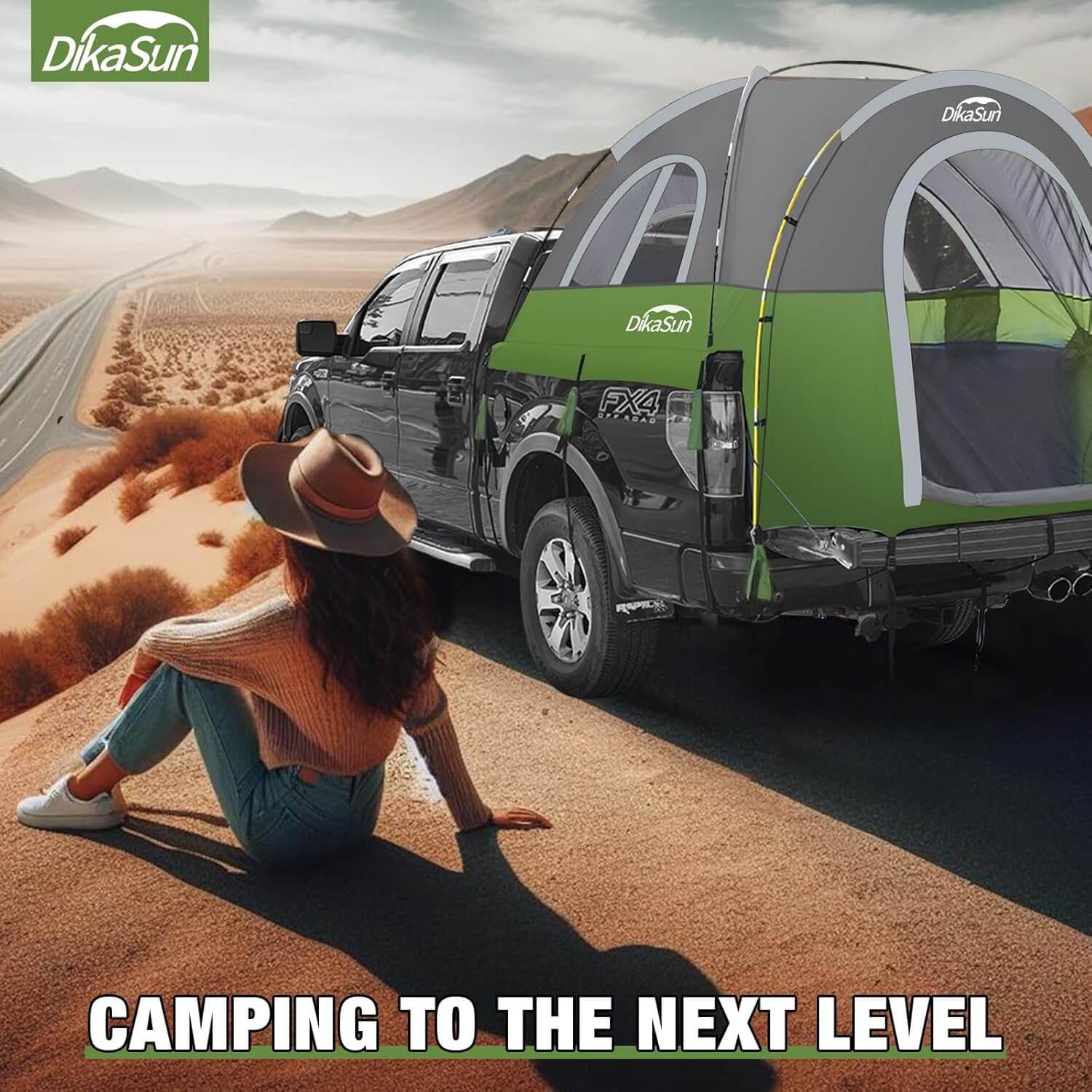 Tienda de campaña portátil para caja de camioneta de 1,6-2 m, color verde