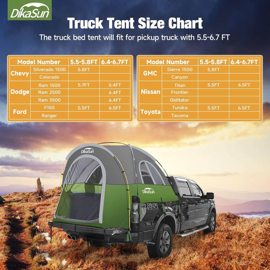 Tienda de campaña portátil para caja de camioneta de 1,6-2 m, color verde