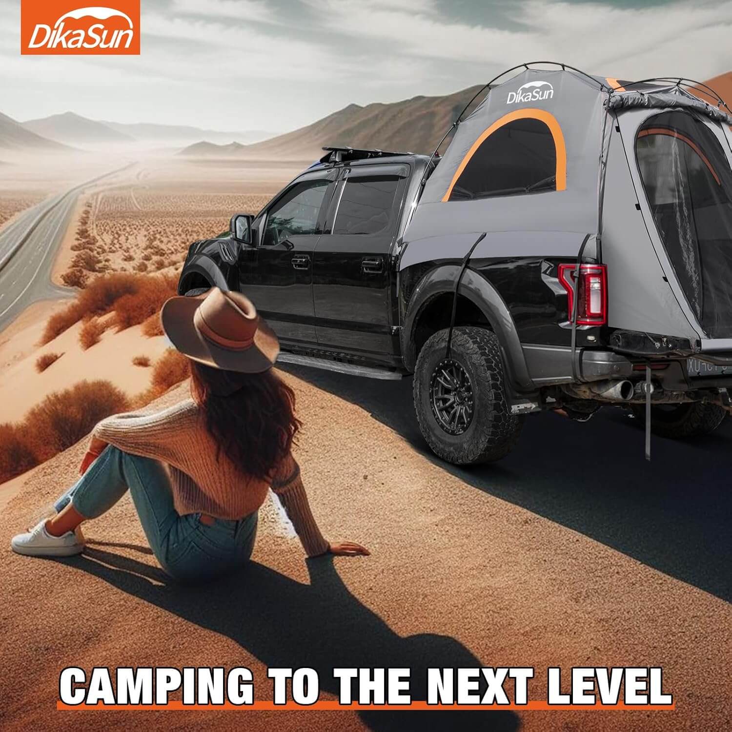 Tienda de campaña para camioneta de 5.5-6.7 pies, fácil de montar, gris