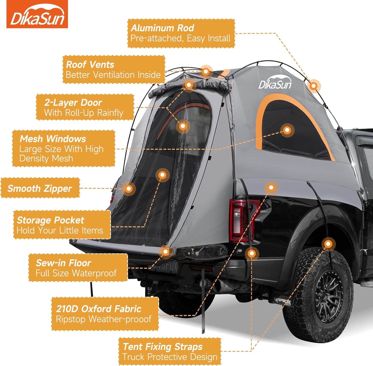Tienda de campaña para caja de camioneta, fácil instalación, 1.6-2.0m, verde