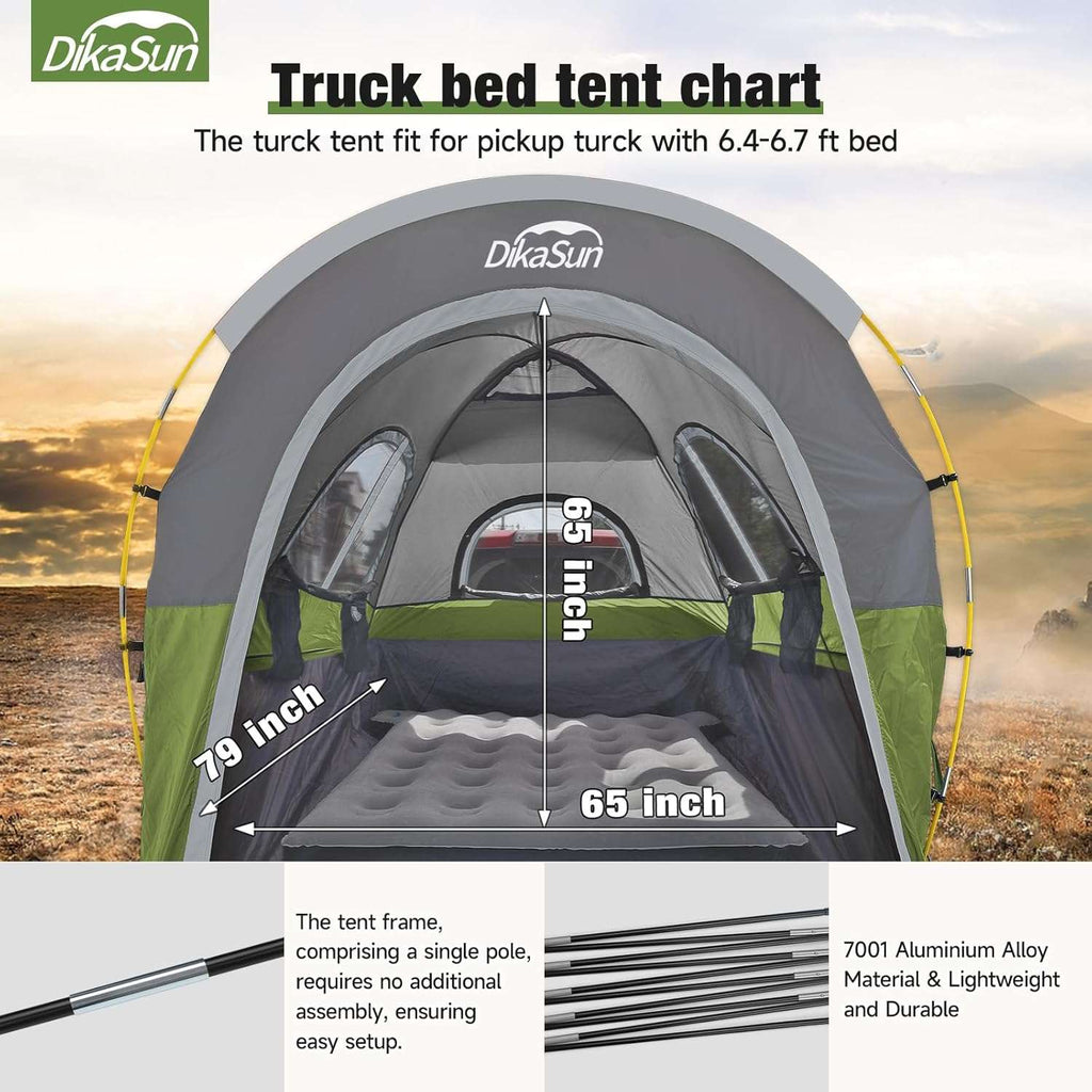 Tienda de campaña para caja de camioneta de 5.5-6.7 pies con toldo verde