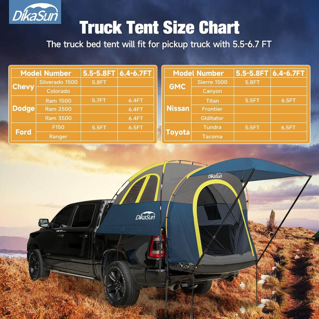 Tienda de campaña para caja de camioneta de 5.5-6.7 pies con toldo, azul marino