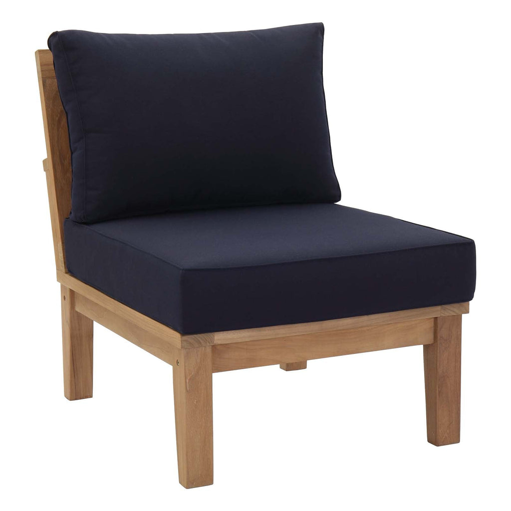 Patio Teak Set - Patio Elegance Marina 10-Piece Outdoor Set with Navy Cushions