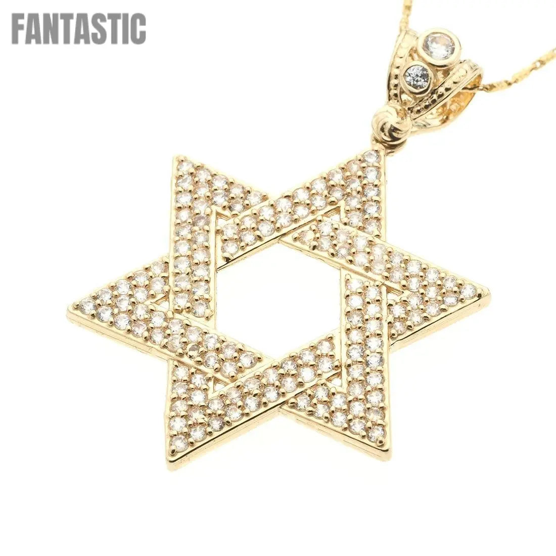 Elevate Your Style with the Luxurious Big David Star Pendant, Crafted in 14K Gold and Adorned with Cubic Zirconia