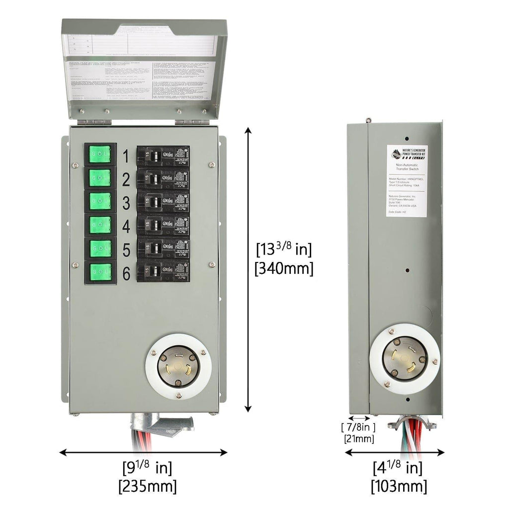 Reacondicionado - Interruptor de transferencia no automático de 6 circuitos, 120 V, 30 A