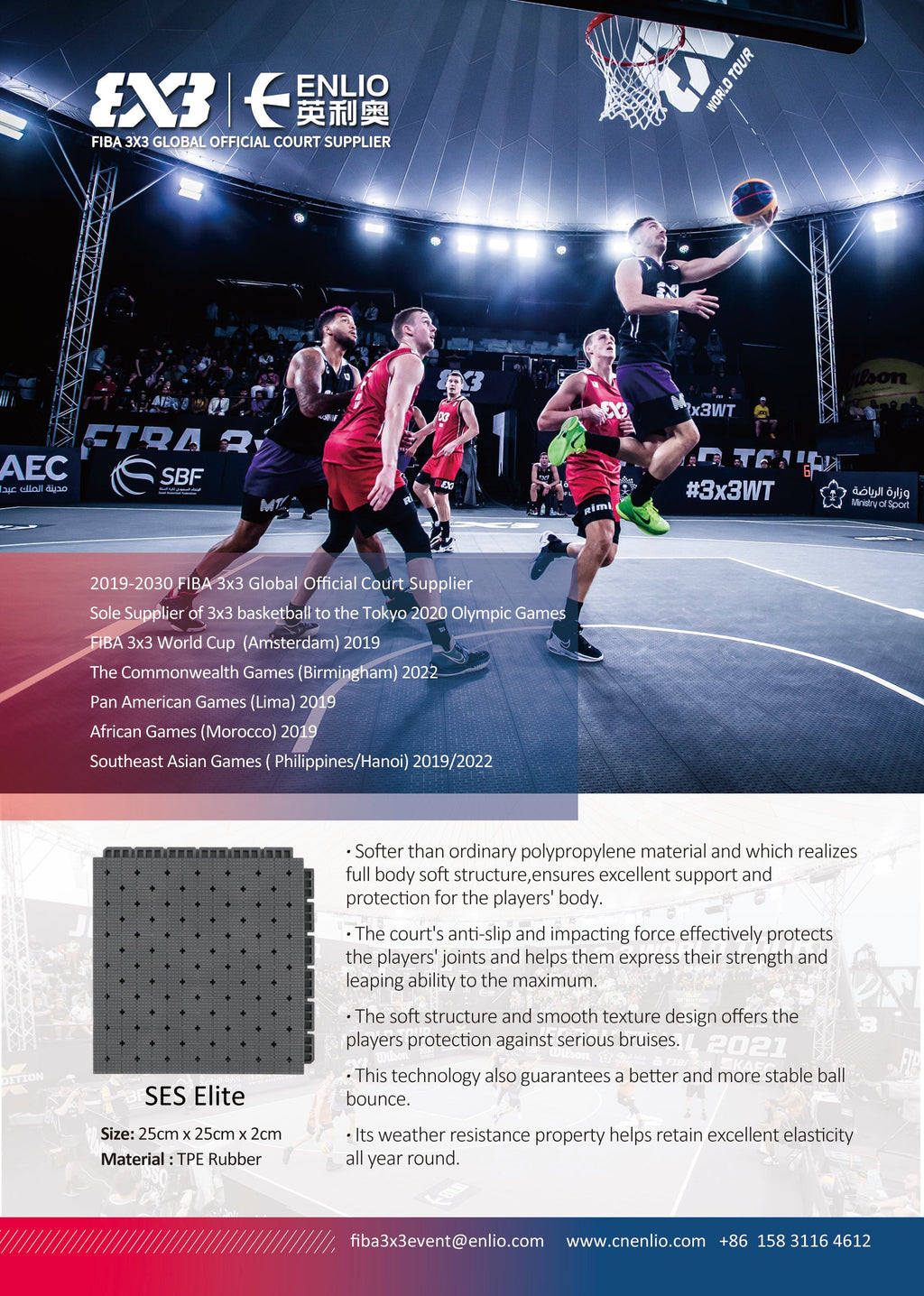Alquiler de cancha oficial de baloncesto FIBA 3x3 Enlio
