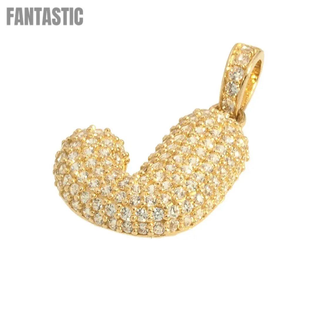 Exquisito colgante de letra "J" en oro de 14K con circonitas cúbicas - Fantastic Jewelry NYC