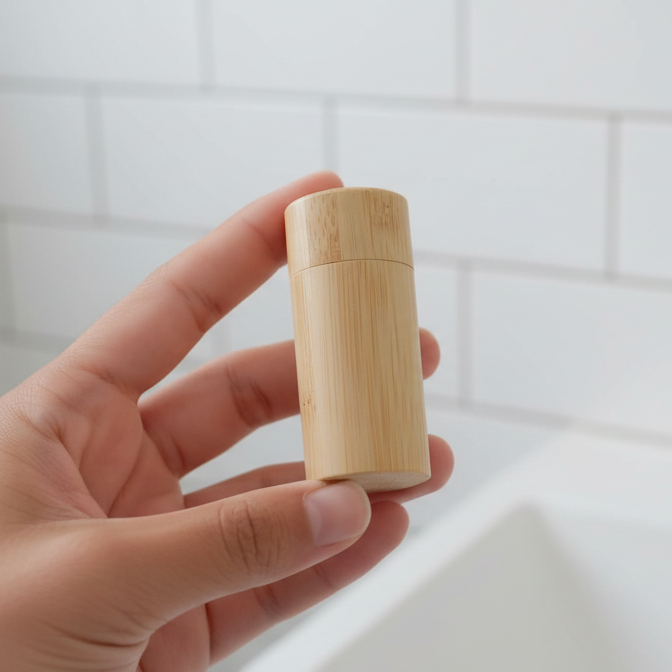 Bamboo Floss Container with Charcoal Dental Floss