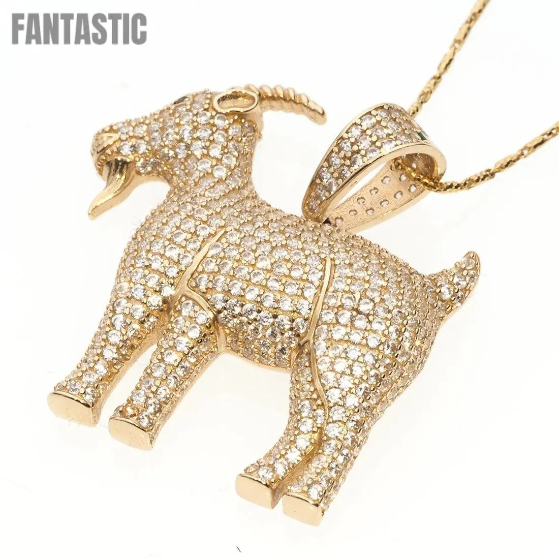 Colgante CABRA de oro de 14K y circonita cúbica | Eleva tu estilo con el más grande de todos los tiempos