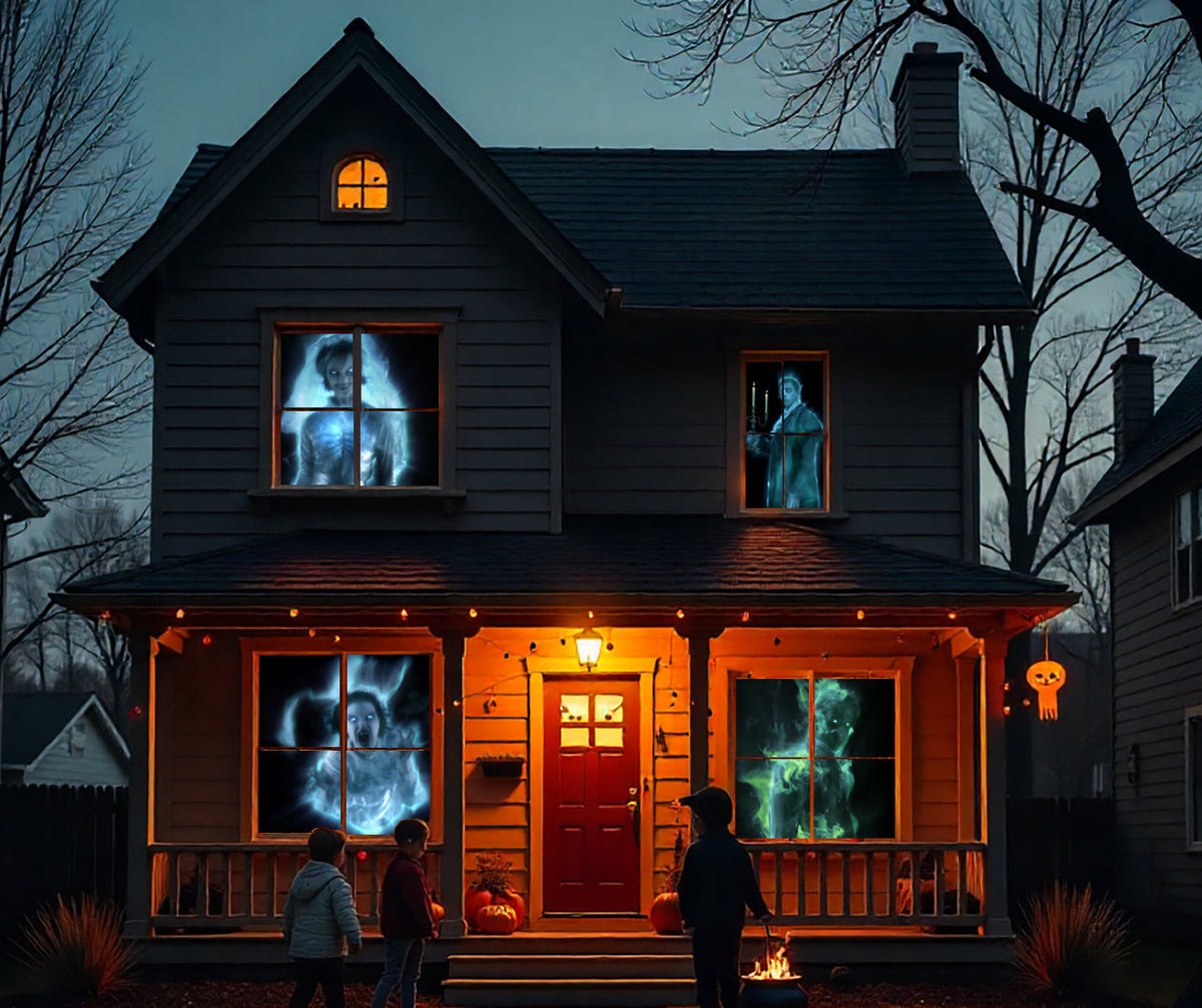 AtmosFX Halloween Digital Decoration USB - Ghostly Apparitions + 5.5 ft x 9 ft Projection Screen
