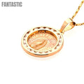 Elegante Homenaje: Colgante de Nuestra Señora de Guadalupe en Oro de 14K con Circonitas Cúbicas