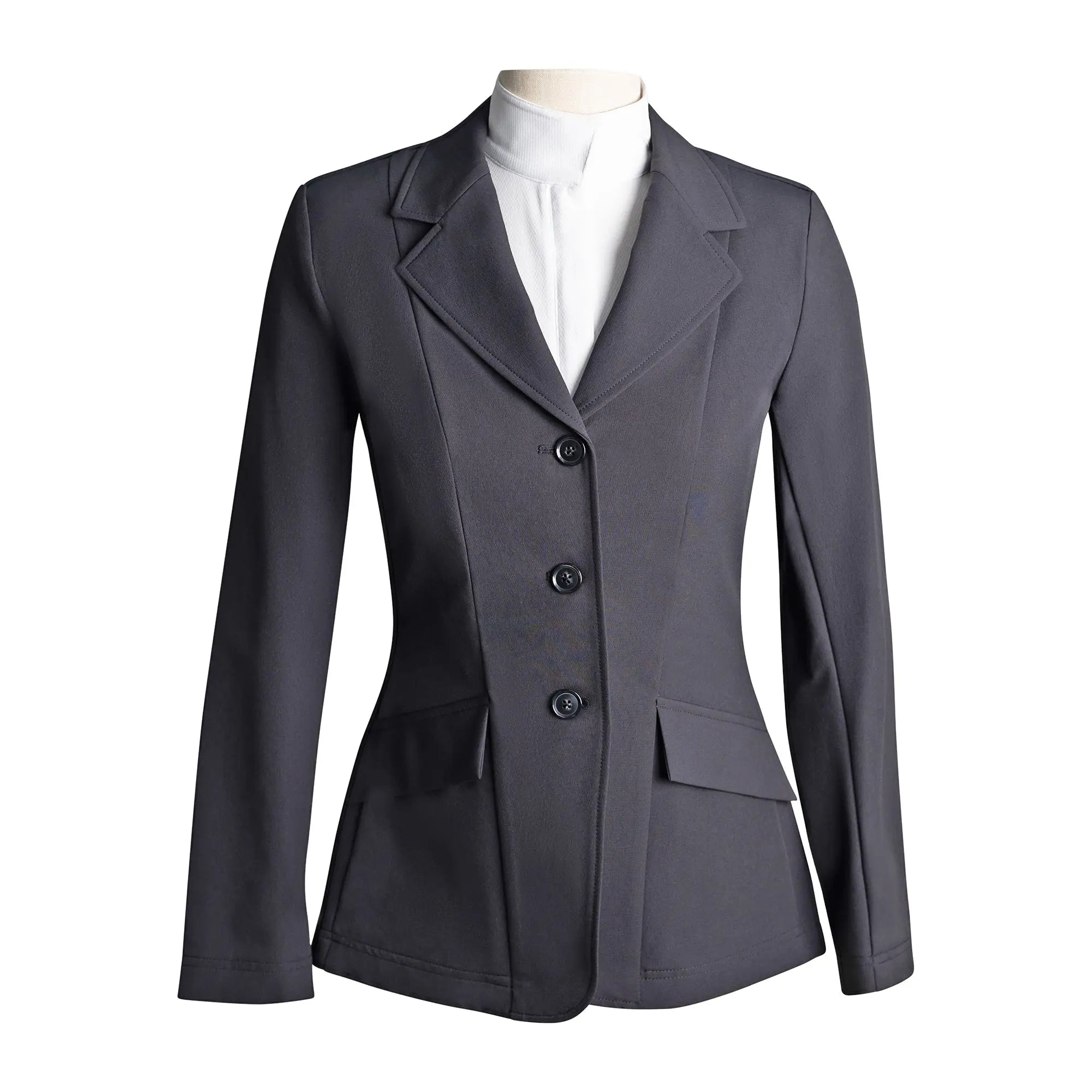 Chaqueta de competición Grand Prix Ladies EQJ de 3 botones, tejido técnico NY, negra