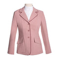 Chaqueta de concurso Grand Prix Ladies EQJ de 3 botones, rosa con ribete burdeos
