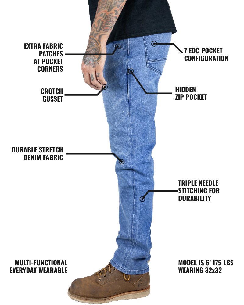Pantalones Hideout Denim Taper Fit - Lavado Vintage