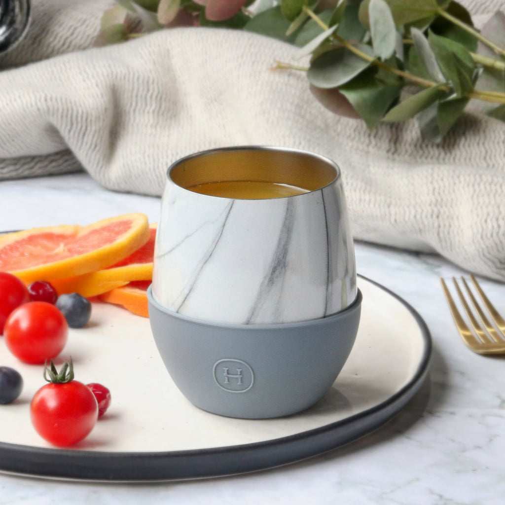 White Marble Tumbler-Fjord 8 OZ