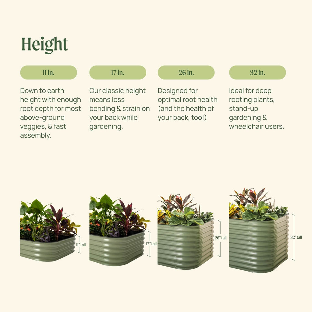 Kit de jardinera metálica modular elevada de 6 en 1 de 43 cm de altura