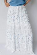 High Waist Tiny Floral Print Boho Maxi Skirt
