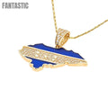 Colgante Mapa-Bandera de Honduras en Oro de 14K con Circonitas - ¡Compre Ahora en Fantastic Jewelry NYC!