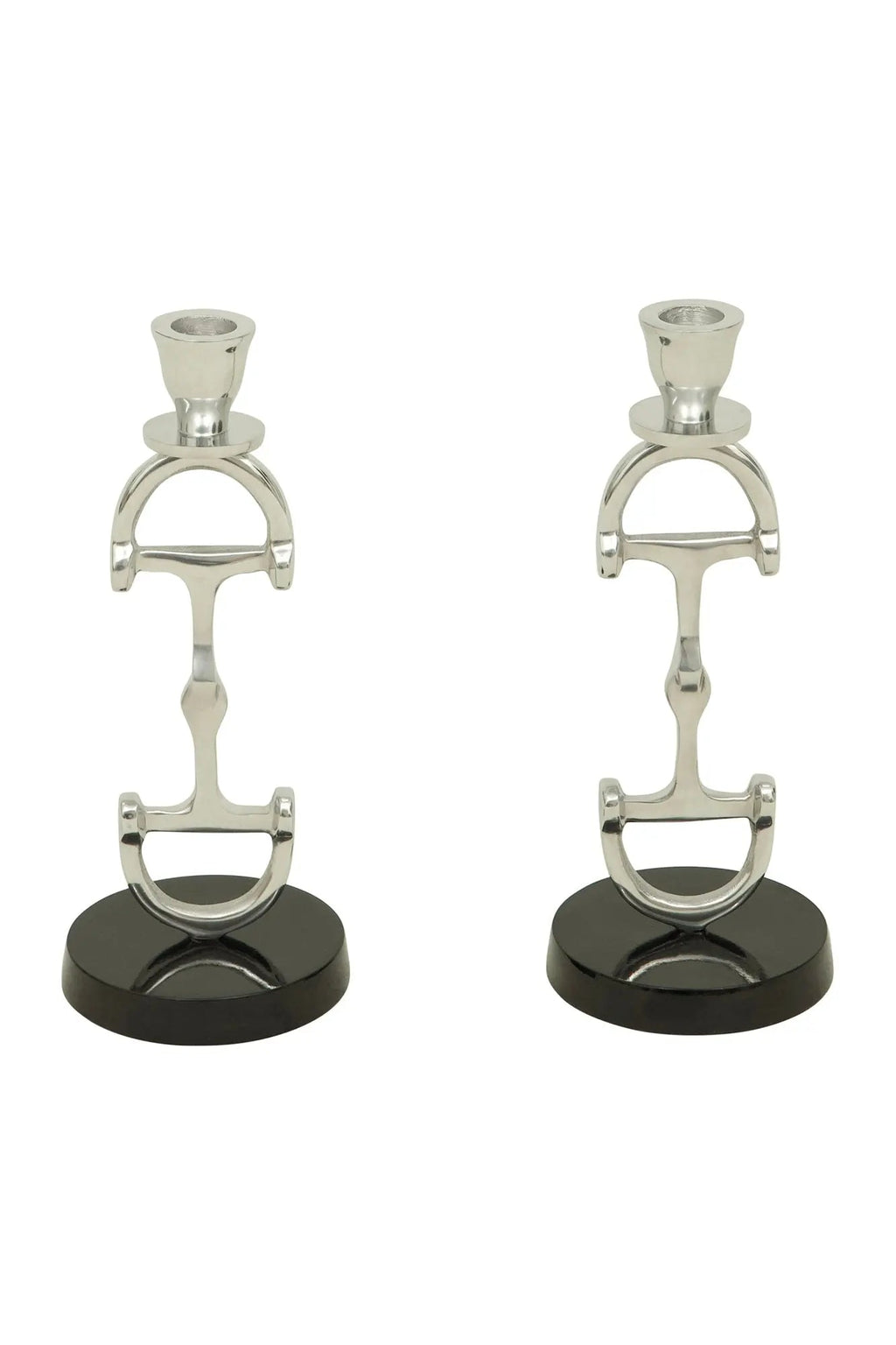 Juego de dos candelabros Huntley D, juego de dos en acabado plateado de aluminio