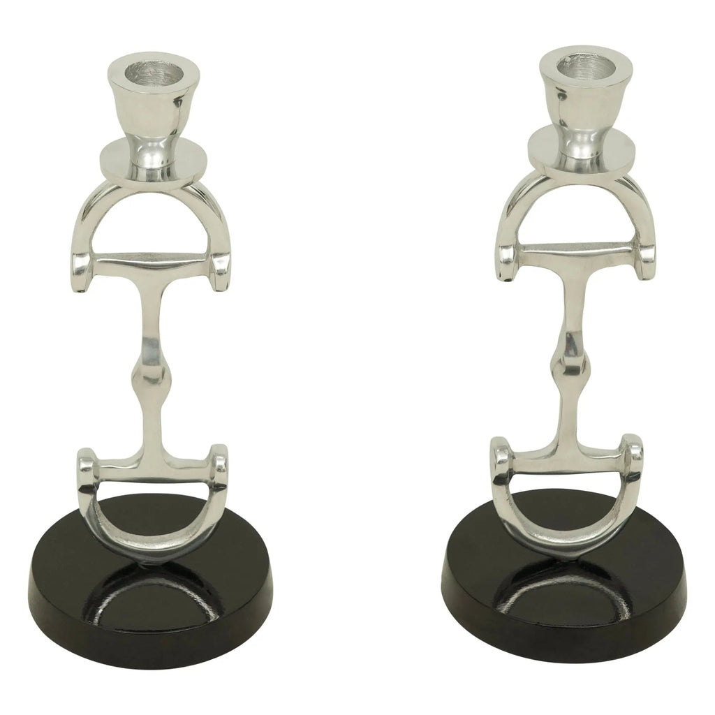 Juego de dos candelabros Huntley D, juego de dos en acabado plateado de aluminio