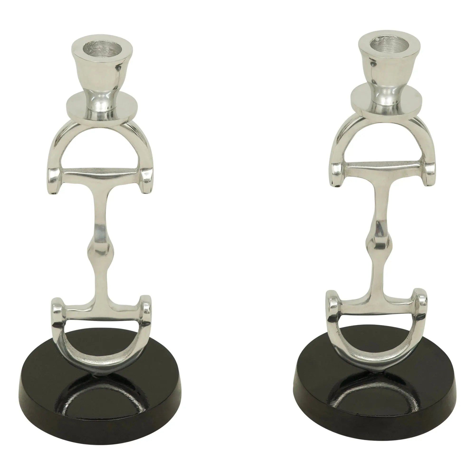 Juego de dos candelabros Huntley D, juego de dos en acabado plateado de aluminio