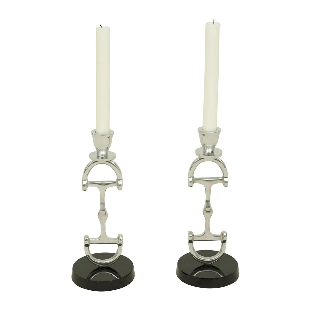 Juego de dos candelabros Huntley D, juego de dos en acabado plateado de aluminio