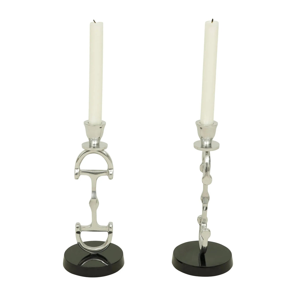 Juego de dos candelabros Huntley D, juego de dos en acabado plateado de aluminio