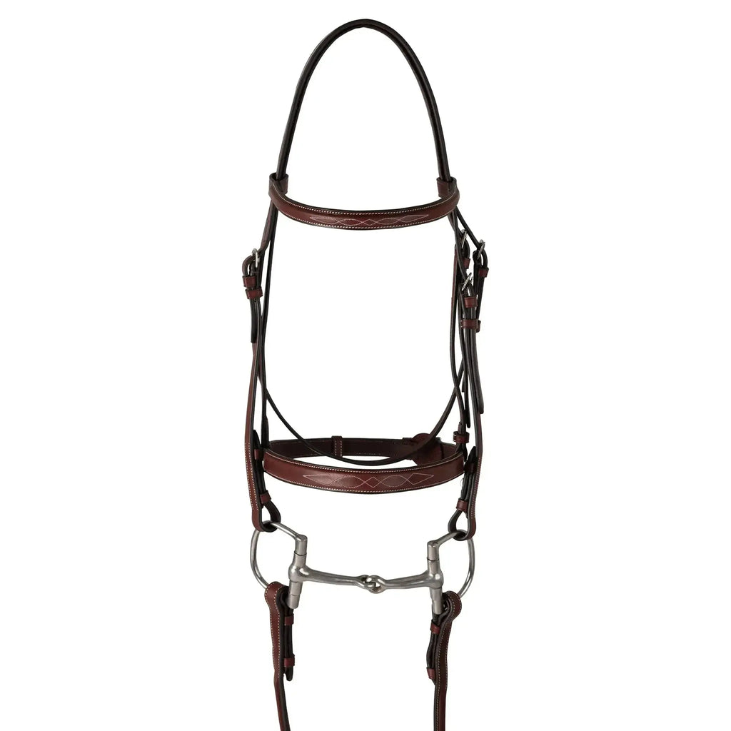 Bridón Huntley Equestrian con Riendas y Costuras Decorativas para Entrenamiento Hunter
