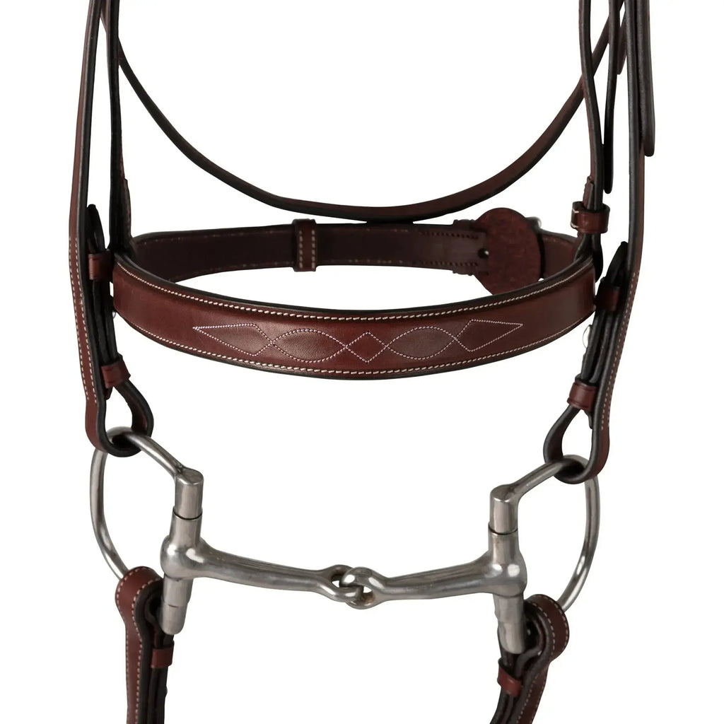 Bridón Huntley Equestrian con Riendas y Costuras Decorativas para Entrenamiento Hunter
