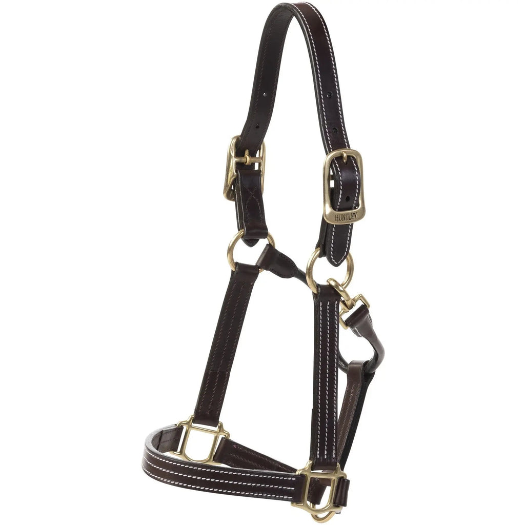 Cabestro Huntley Equestrian de cuero premium con triple costura y mosquetón