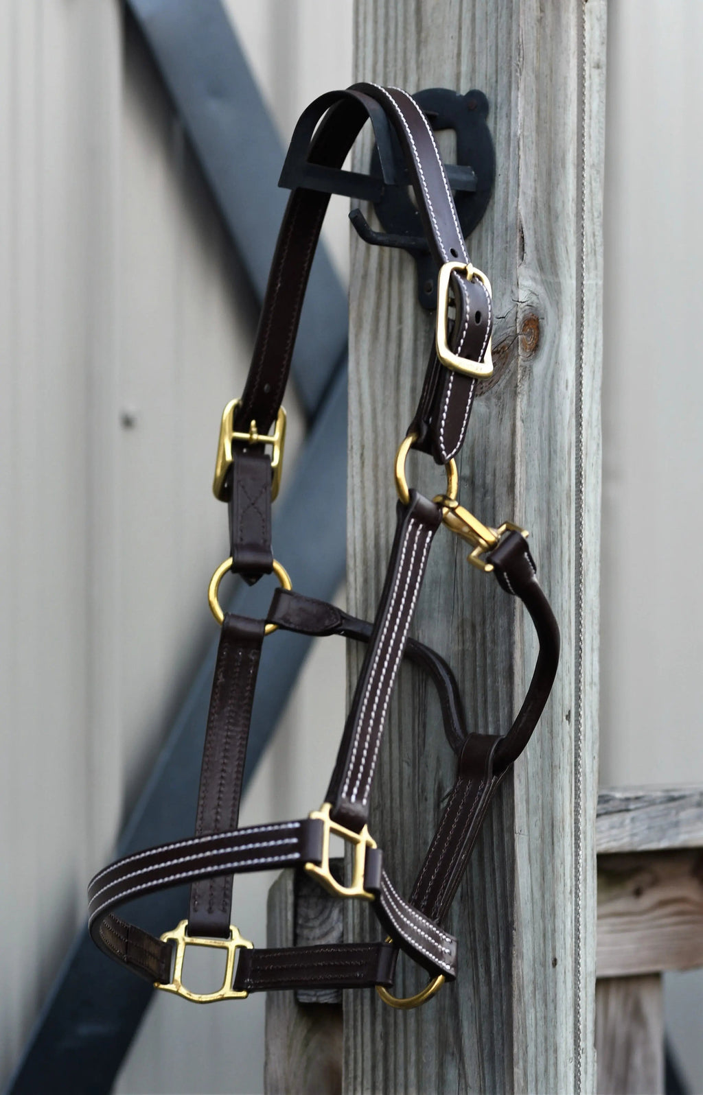 Cabestro Huntley Equestrian de cuero premium con triple costura y mosquetón