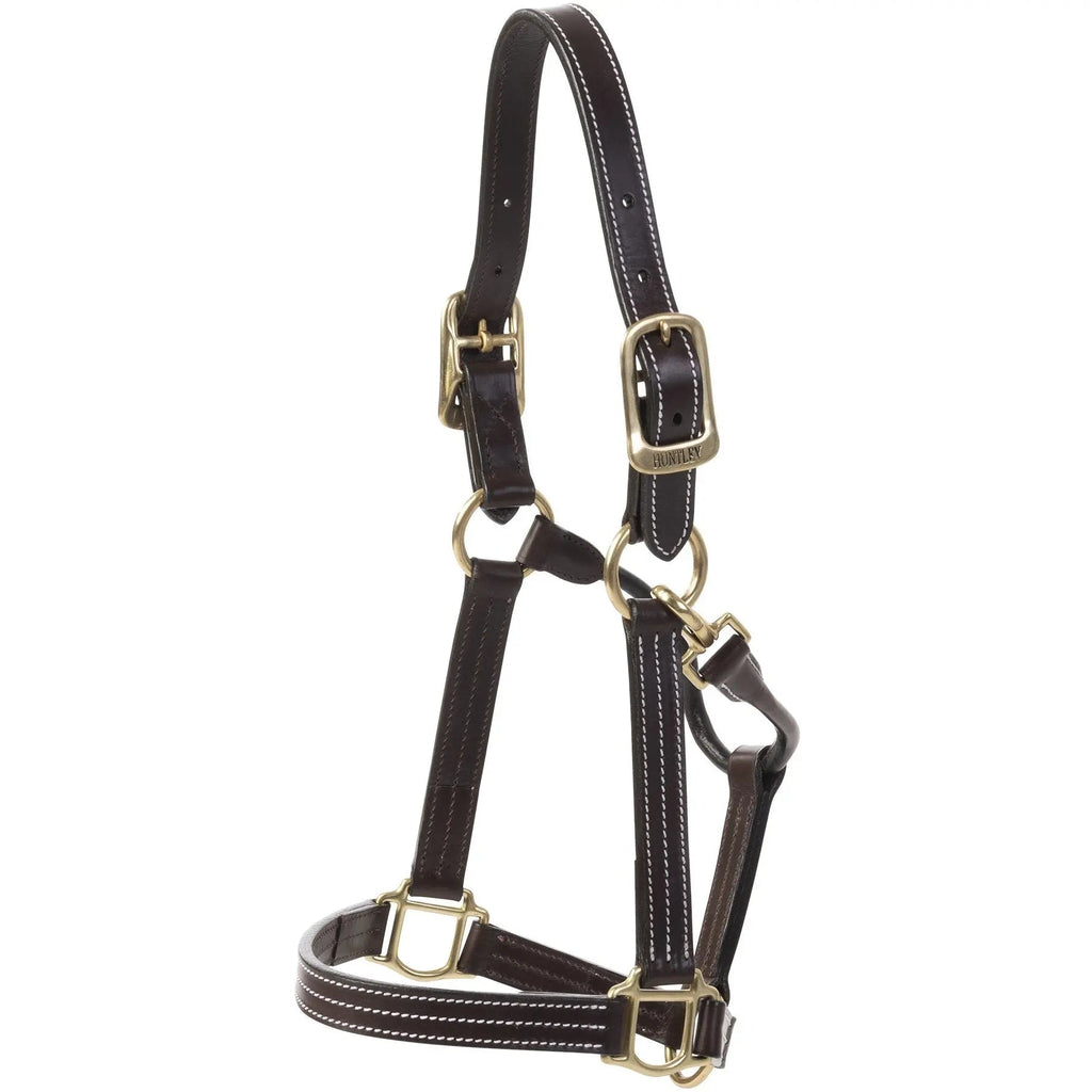 Cabestro Huntley Equestrian de cuero premium con triple costura y mosquetón