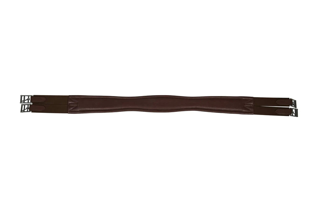 Cincha de cuero Huntley Equestrian Sedgwick con costuras decorativas y acolchada con forma contorneada y elástico en ambos extremos