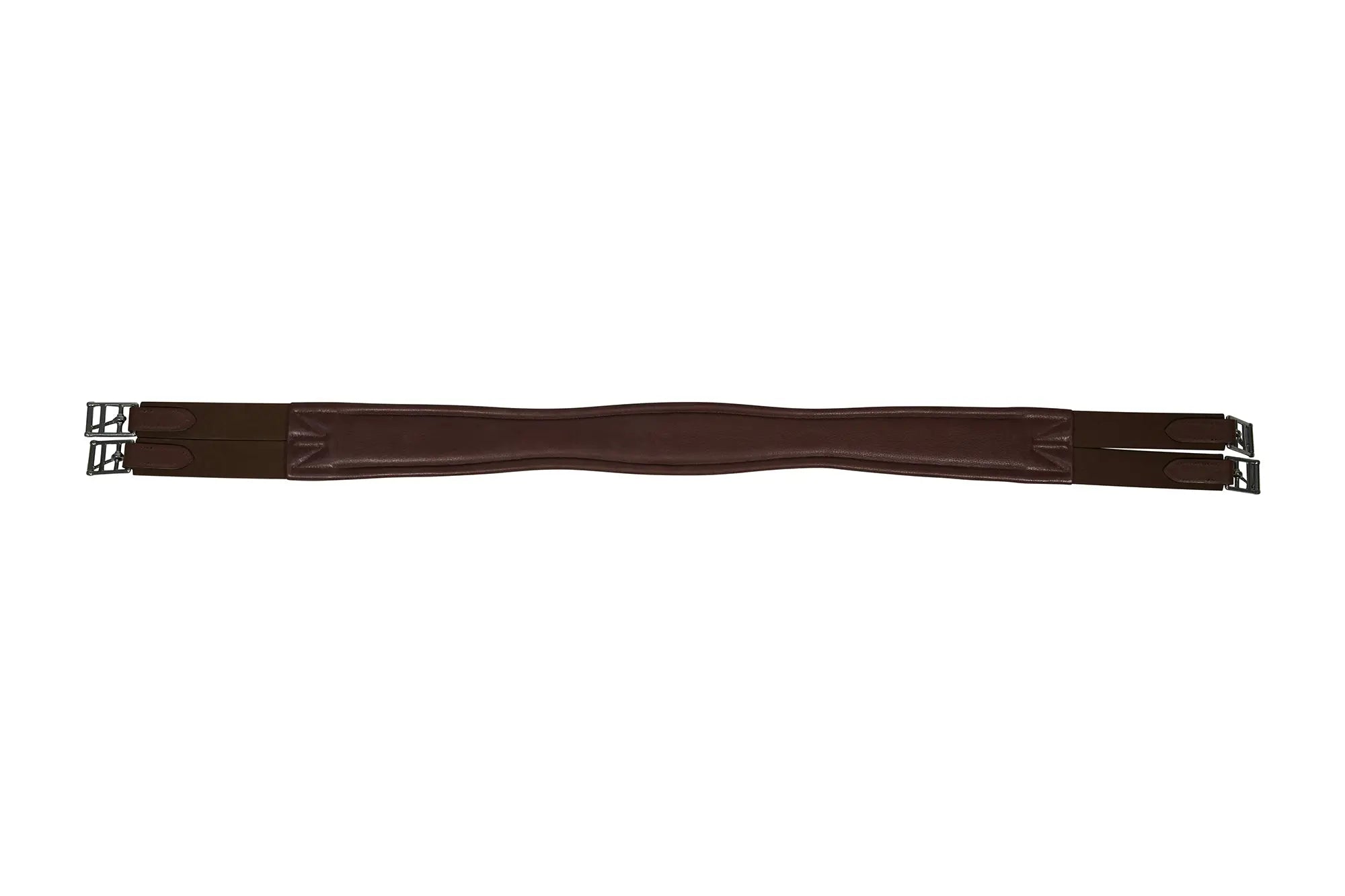 Cincha de cuero Huntley Equestrian Sedgwick con costuras decorativas y acolchada con forma contorneada y elástico en ambos extremos