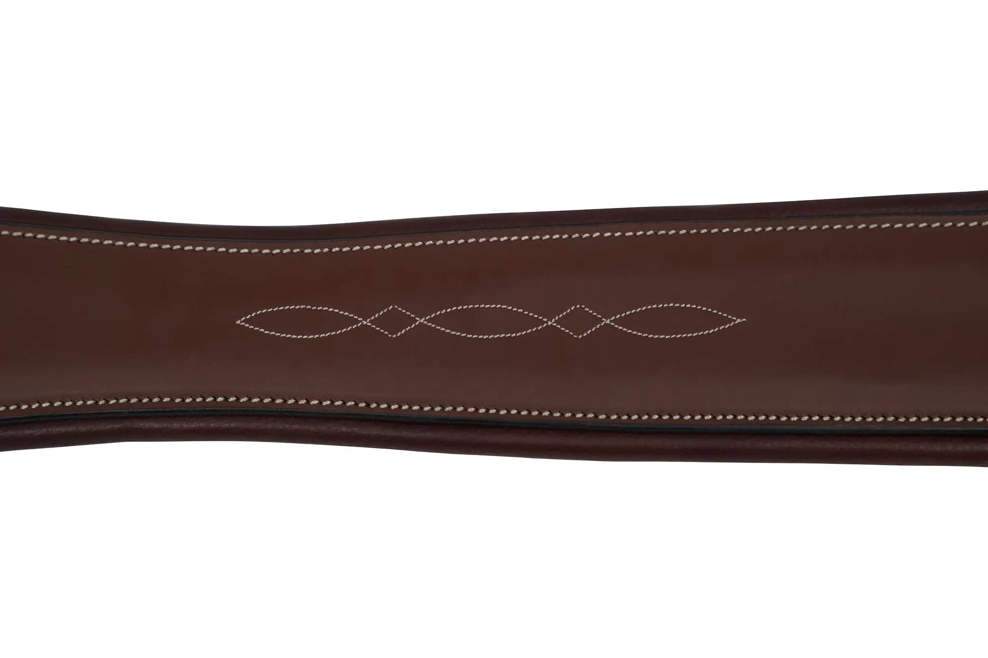 Cincha de cuero Huntley Equestrian Sedgwick con costuras decorativas y acolchada con forma contorneada y elástico en ambos extremos