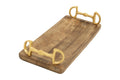 Bandeja rectangular de madera Huntley Equestrian con asas doradas en forma de bocado de caballo