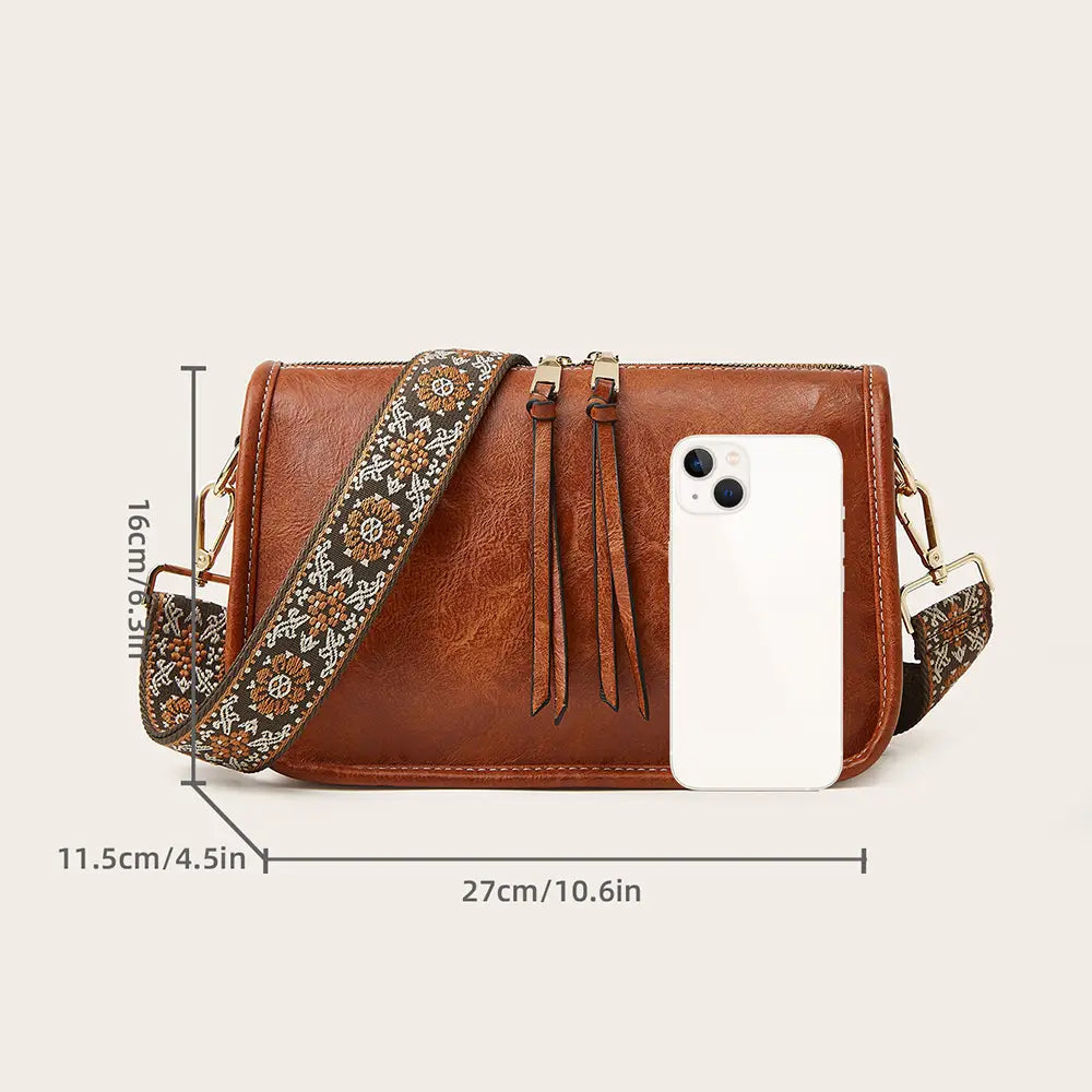 Bandolera bohemia con correa ancha