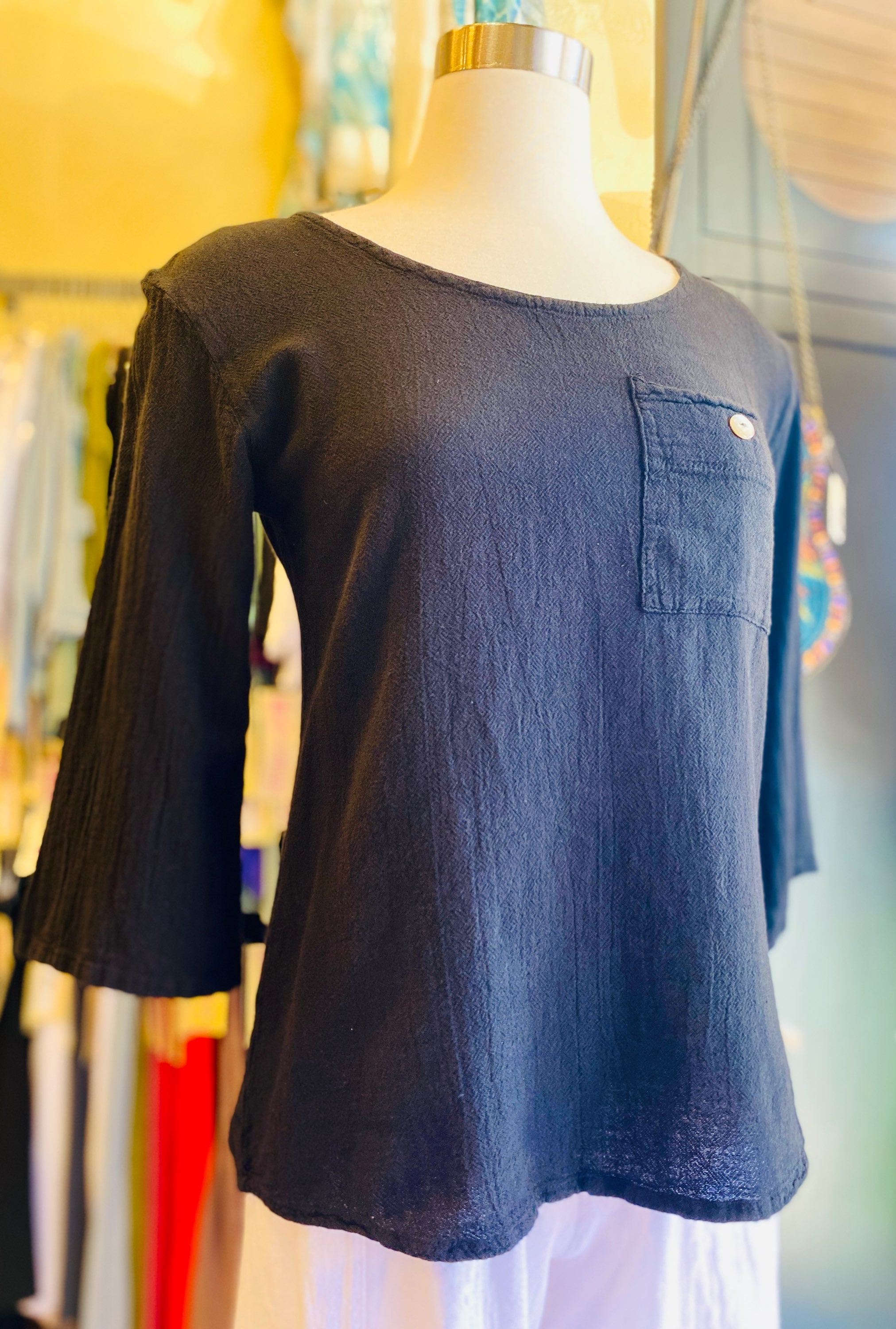 Leah Tuxedo Top with New Colors! 100% Cotton Gauze
