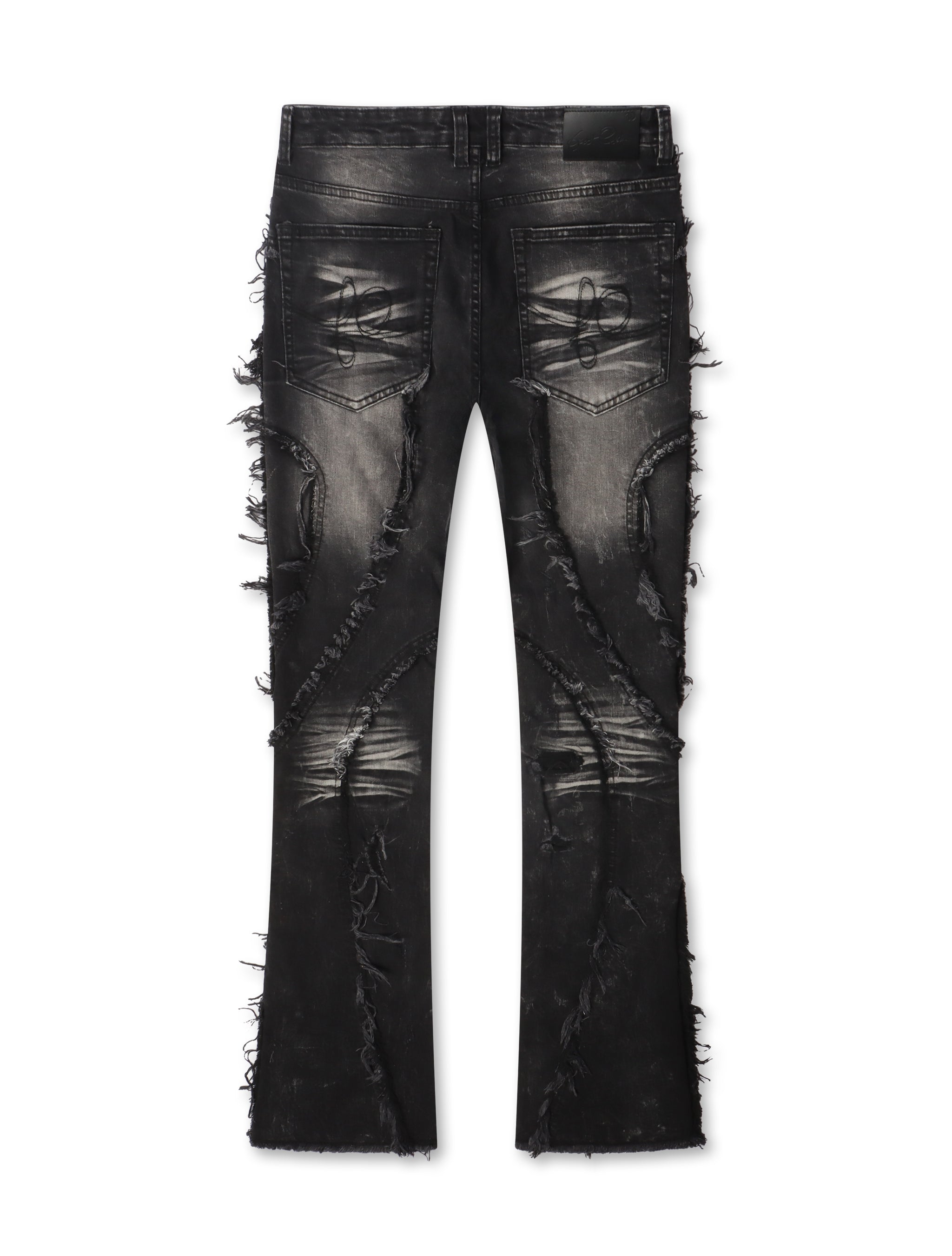 Jeans apilados con pedrería desgastados Frost Originals - Lavado negro