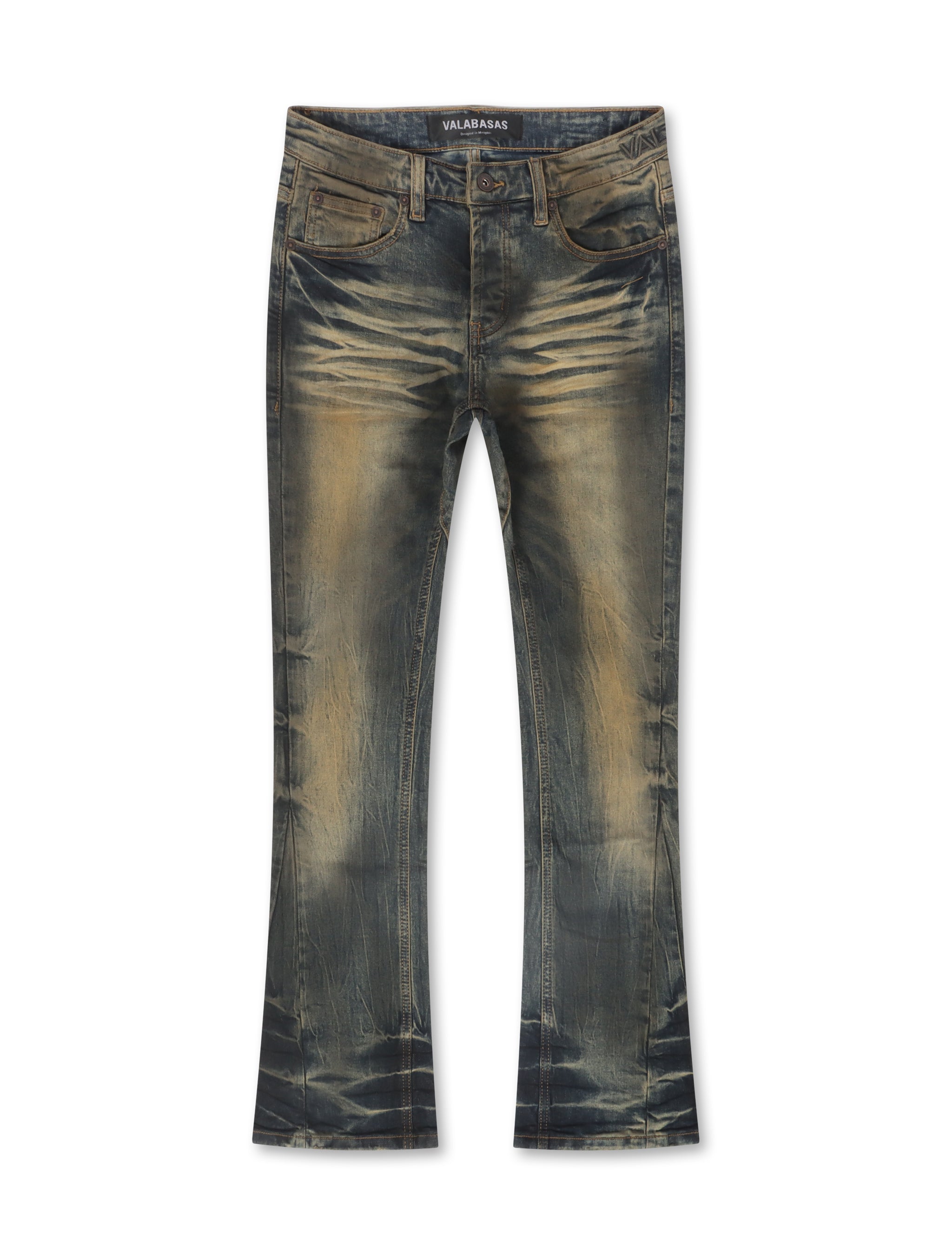 Pantalones Vaqueros Valabasas Fax con Pila - Azul Vintage Amarillo