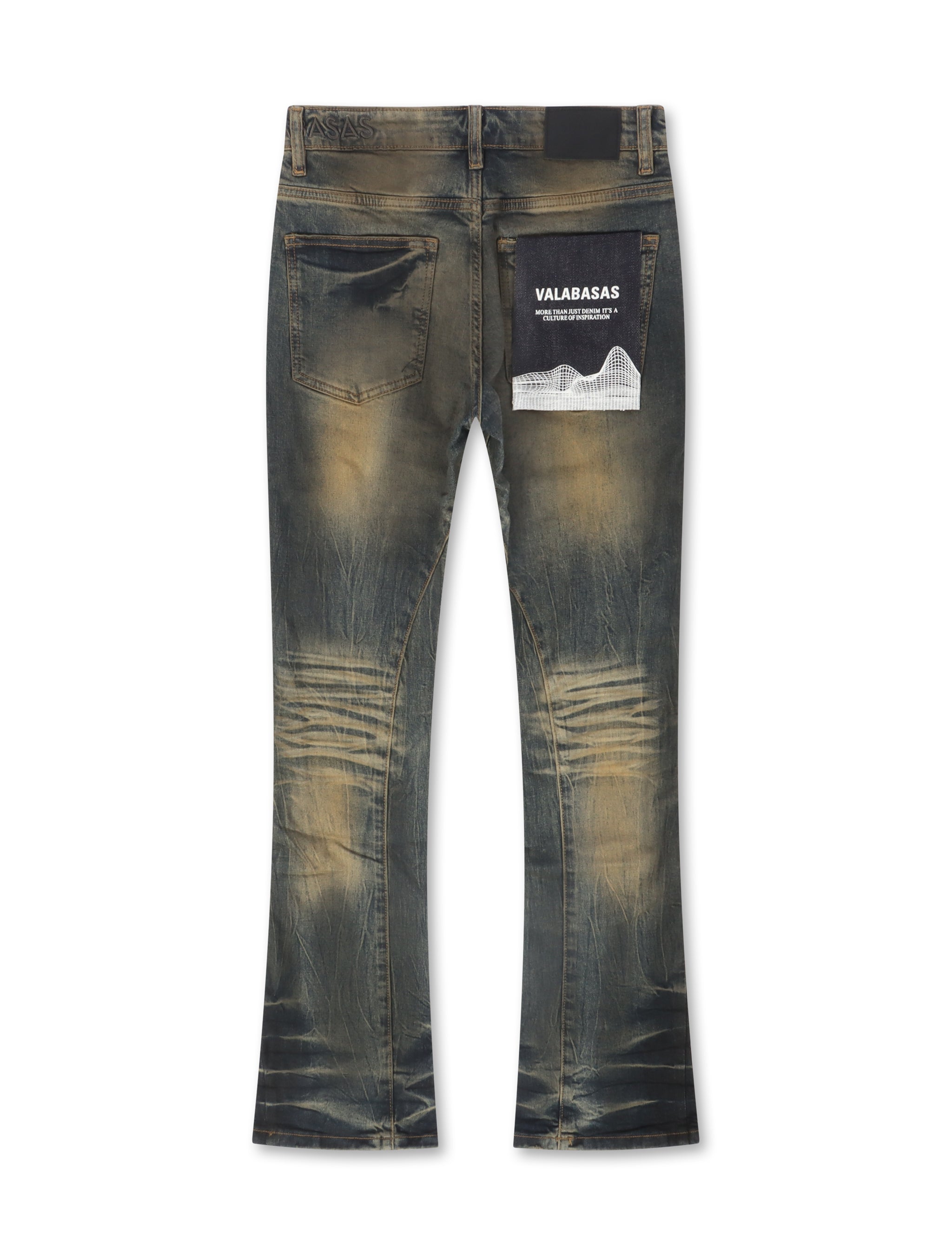 Pantalones Vaqueros Valabasas Fax con Pila - Azul Vintage Amarillo