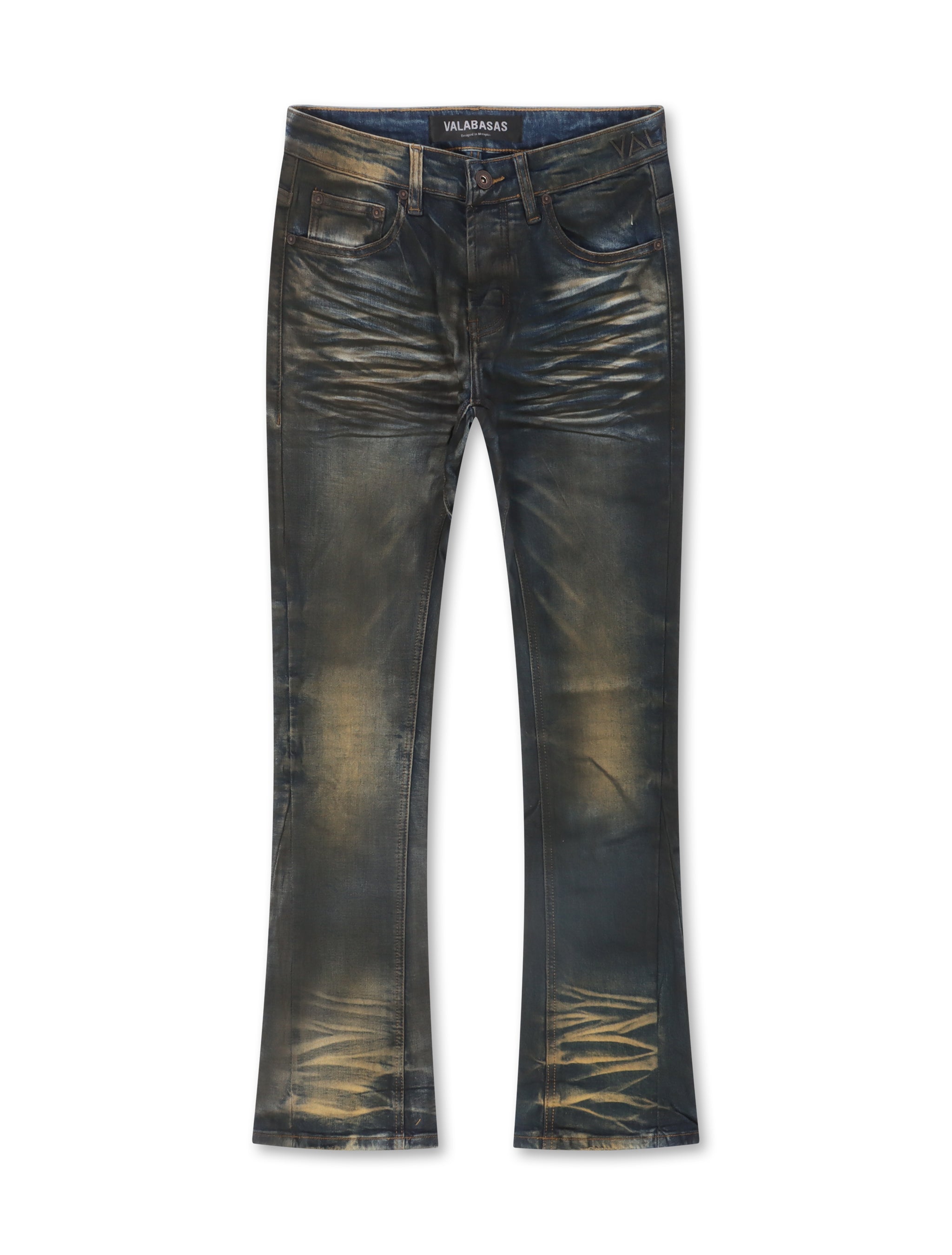 Valabasas Fax Stacked Denim Jeans - Lavado azul vintage